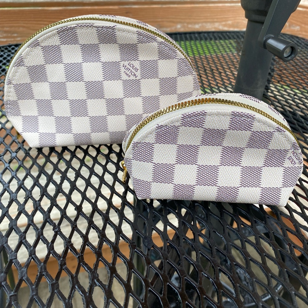 L*V White Checked cosmetics bags